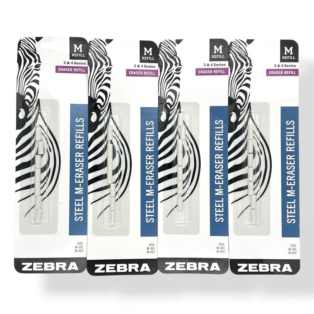 Zebra Steel M-Eraser Refills M-301 M-402 M-701 Mechanical Pencil 7-Pack Lot of 4